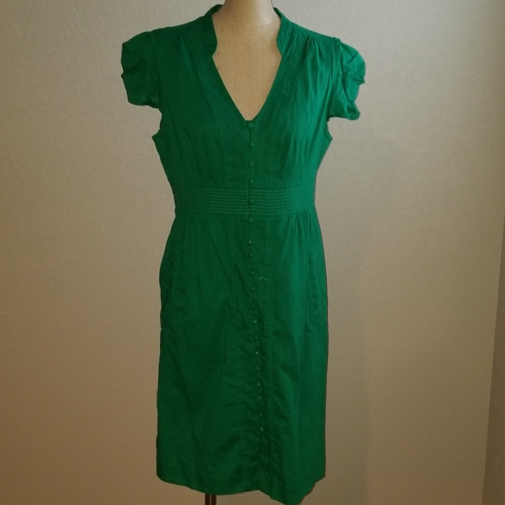 Maeve/Anthropology button front, pin striped dress